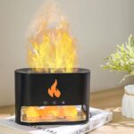 Humidificateur Diffuseur Style Cheminée en Forme de Flamme - Noir