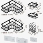 Pack 5 Étagères d'Angle Salle de Bain & Cuisine - Organisateur Mural Adhésif Sans Perçage - Noir Mat Premium – Image 3