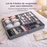 lot de 4 boîtes de rangement pour sous vêtements gris – organisateurs de tiroirs pour lingerie et chaussettes