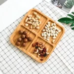 Plateau en Bambou à 4 Compartiments – Naturel et Élégant - 18cm x 18cm – Image 3