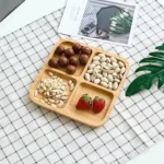 Plateau en Bambou à 4 Compartiments – Naturel et Élégant - 18cm x 18cm – Image 2