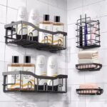 Set Organisateur Salle de Bain Noir Mat – Étagères, Porte-Savon & Brosse à Dents – Rangement Mural Premium – Image 3