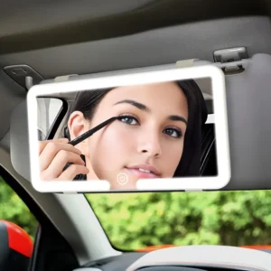 Miroir de Voiture avec Éclairage LED – Maquillage Parfait Même en Déplacement