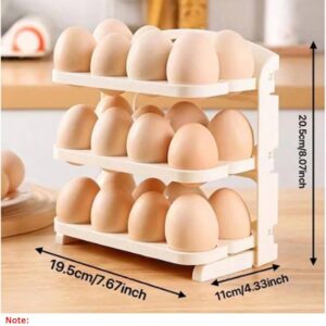 Boîte de Rangement pour Oeufs – 3 Étages Pliables – 24 Œufs - Blanc