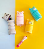 Trousse extensible en silicone avec design animalier - Jaune – Image 2