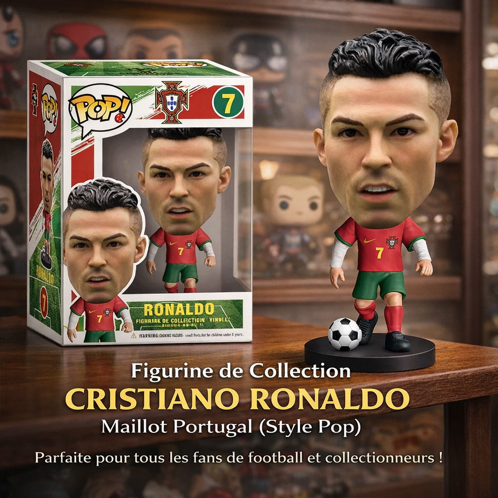 figurine de collection cristiano ronaldo – maillot portugal (style pop)