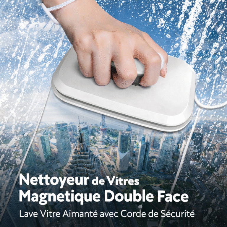 nettoyeur de vitres magnétique double face lave vitre aimanté avec corde de sécurité