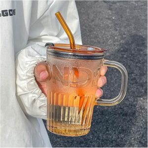 Grande Tasse en Verre avec Couvercle et Paille – Élégance et Fonctionnalité au Quotidien