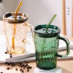 Grande Tasse en Verre avec Couvercle et Paille – Élégance et Fonctionnalité au Quotidien – Image 2