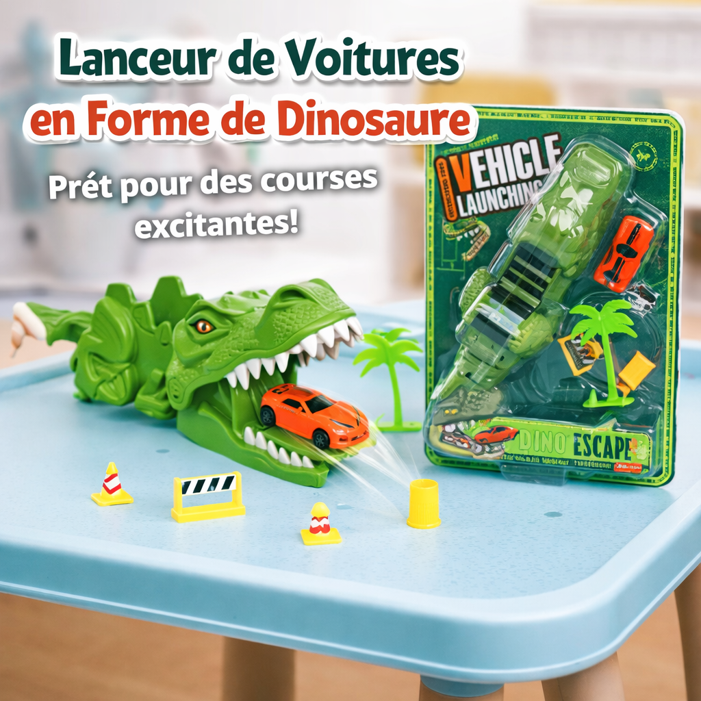 jouet lanceur de voitures en forme de dinosaure