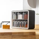 Organisateur Épices  Bocaux – Rangement Pratique & Élégant - Blanc & Gris