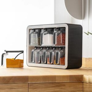 Organisateur Épices  Bocaux – Rangement Pratique & Élégant - Blanc & Gris