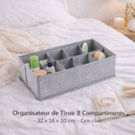 organisateur de tiroir 8 compartiments – 32 x 16 x 10 cm gris clair