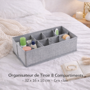 organisateur de tiroir 8 compartiments – 32 x 16 x 10 cm gris clair