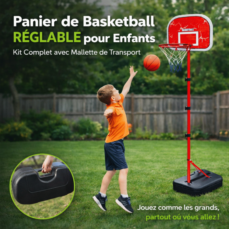 panier de basketball réglable pour enfants – kit complet avec mallette de transport