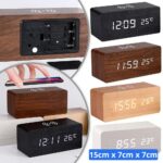 15x7x7cm Horloge Digitale LED avec Chargeur Sans Fil  - Réveil Multifonction avec Température - Affichage en Rouge