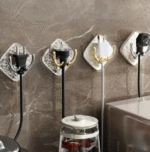 Pack de 2 Crochets Muraux Adhésifs – Design Diamant Texturé & Double Accroche Métallique – Image 4