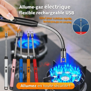 briquet allume gaz électrique flexible rechargeable usb pour cuisson rapide, barbecue, gaz et camping