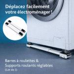 barres à roulettes & support roulant 2 pièces pour lave linge et réfrigérateur base mobile réglable pour Électroménager