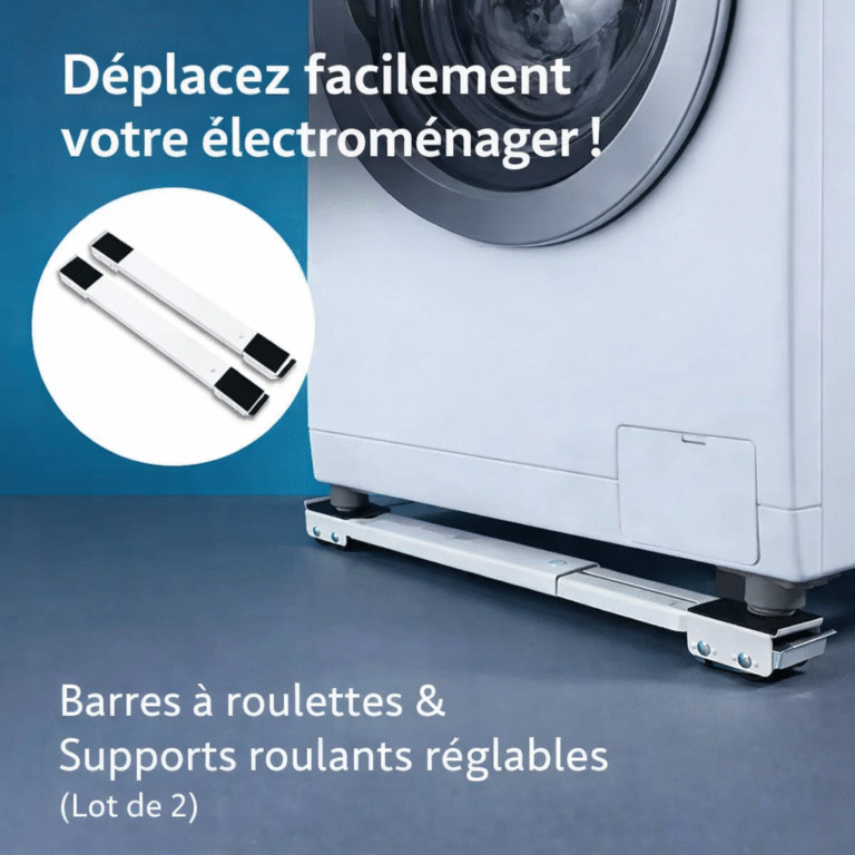 barres à roulettes & support roulant 2 pièces pour lave linge et réfrigérateur base mobile réglable pour Électroménager