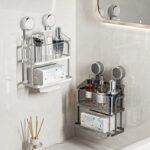 Étagère Murale avec Boîte de Rangement & Porte-Serviette – Fixation par Ventouses – Sans Perçage – Image 4