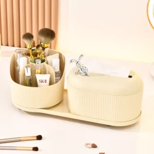 Storage box pour mouchoirs et maquillage blanc creme