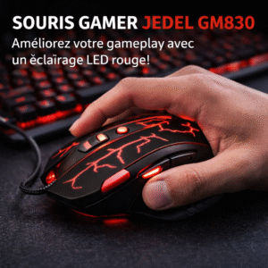 souris gamer jedel gm830 – filaire avec Éclairage led rouge