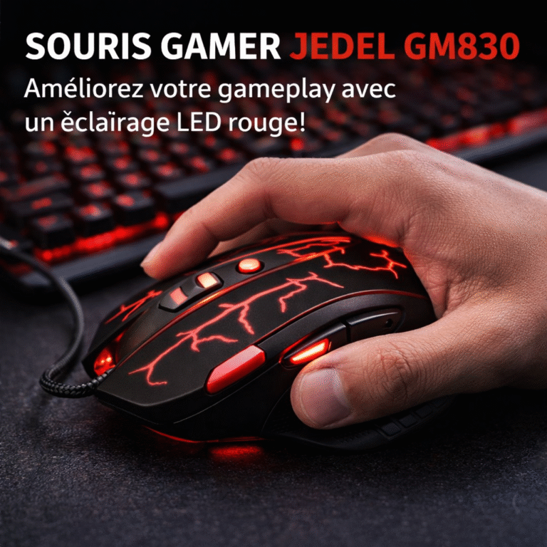 souris gamer jedel gm830 – filaire avec Éclairage led rouge
