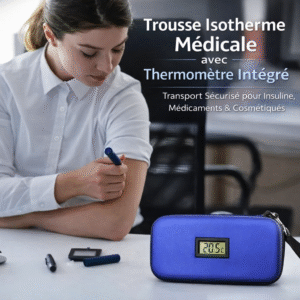 trousse isotherme médicale avec thermomètre intégré – transport sécurisé pour insuline, médicaments & cosmétiques