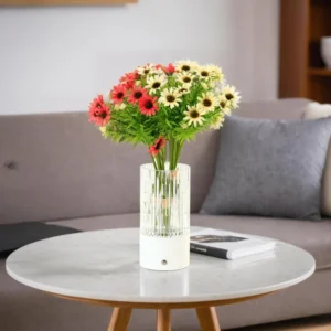 Vase Lumineux LED – 3 Couleurs, Rechargeable & Tactile – 18 cm - Blanc