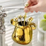 Set Apéritif Doré – Pot Ourson + 6 Piques Boule