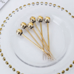 Set Apéritif Doré – Pot Ourson + 6 Piques Boule – Image 3