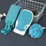 Kit Douche 3 Pièces – Gant, Frotte-dos & Fleur de Bain – Image 3