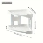 Étagère de Salle de Bain 2 Niveaux – Coin Murale Sans Perçage | Rangement Shampooing & Accessoires (Blanc) – Image 2