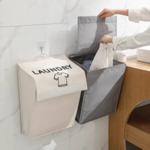 Panier à Linge Mural Pliable – Design Moderne & Gain de Place