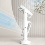 Ventilateur de Bureau Double Tête avec Éclairage LED – USB Rechargeable – Image 3