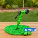 Tuyau d’Arrosage Extensible 45 M avec Pistolet Multifonction – Vert ou Bleu