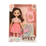 Poupée "Sweet Girl" avec Valise et Accessoires – Tenue Rose & Cheveux Longs – Image 2