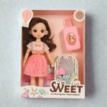 Poupée "Sweet Girl" avec Valise et Accessoires – Tenue Rose & Cheveux Longs