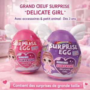surprise egg "delicate girl" avec accessoires & pet – version grande taille (30 cm) | dès 3 ans