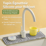 tapis Égouttoir silicone pour robinet – anti Éclaboussures & drainage rapide