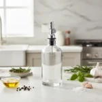 bouteille verseuse en verre 350ml – bec métallique anti goutte – pour huiles, vinaigres et sauces