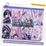 pochette zippée "pink fantasy" – design manga coloré et original (format a4)