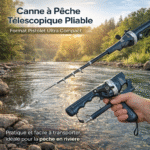 canne à pêche télescopique pliable – format pistolet ultra compact