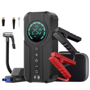 Booster de Batterie & Compresseur d’Air 4-en-1  – Pour Voiture, Moto et Vélo