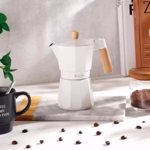 Cafetière Italienne Bergner – 6 Tasses – Aluminium & Bois de Hêtre – Compatible Gaz, Électrique et Vitrocéramique