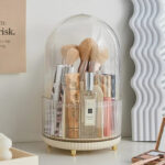 Organiseur Maquillage Rotatif avec Couvercle – Beige , Orange ou Noir – Image 2