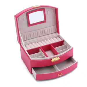 Boîte à Bijoux Rose avec Miroir – Élégance et Organisation au Quotidien