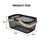Panier de Rangement en Métal avec Poignées en Bois – Design Moderne & Multi-Usages – Image 2