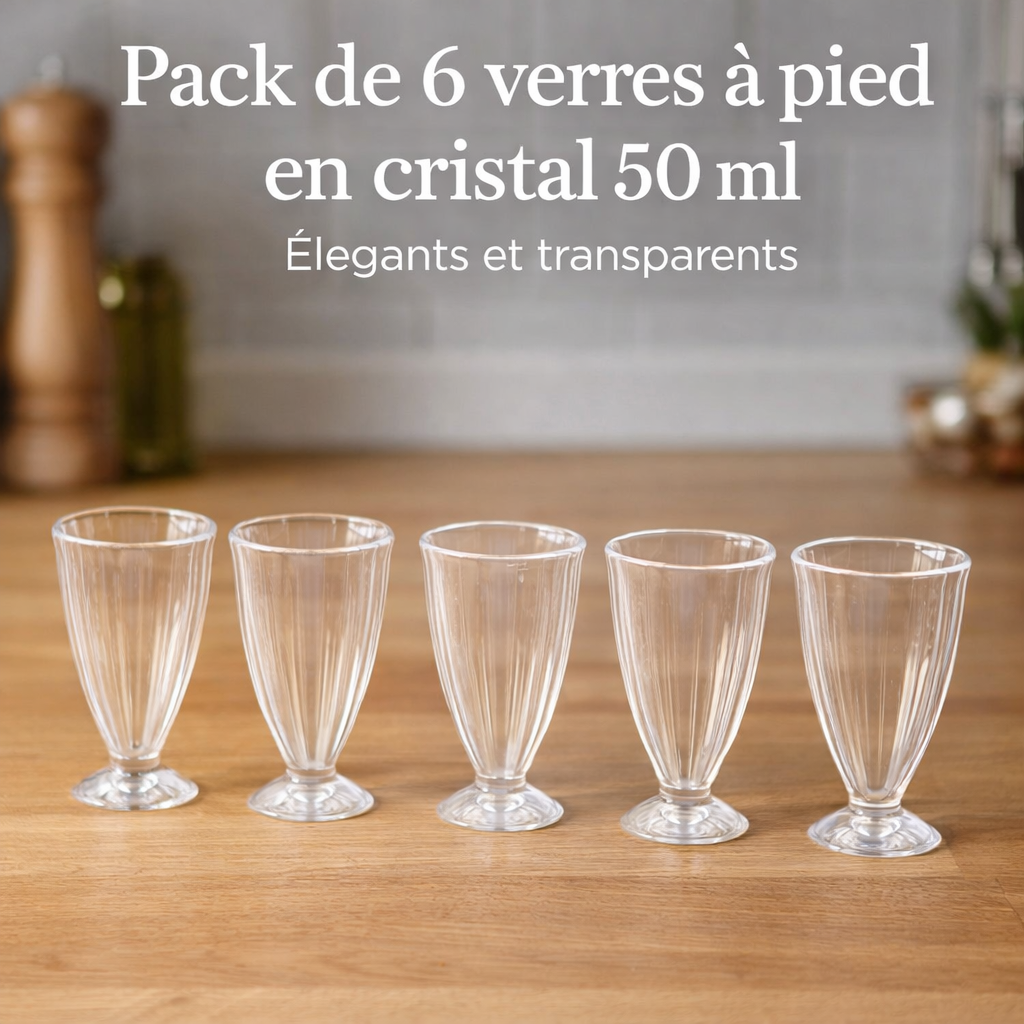 pack de 6 verres à pied en cristal 50 ml – Élégants et transparents